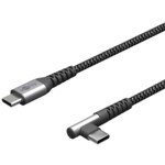 USB-C™ to USB-A Textile Cable with Metal Plugs (Space Grey/Silver), 90°, 2 m, 2 m, black, grey - elegant and extra-robust USB connection cable with