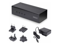 StarTech.com 4-Port Dual-Monitor DisplayPort KVM Switch, 4K 60Hz, 2x USB 5Gbps Hub Ports, 2x USB 2.0 HID Ports, Hotkey and Push-Button Switching, TAA Compliant - 3.5mm Audio, HDCP (P4DD46A2-KVM-SWITCH) KVM / audio-switch Desktop