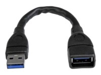 StarTech.com 6in Short USB 3.0 Extension Adapter Cable (USB-A Male to USB-A Female) - USB 3.1 Gen 1 (5Gbps) Port Saver Cable - Black (USB3EXT6INBK) USB forlængerkabel 15.2cm Sort