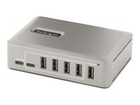 StarTech.com 10-Port USB-C Hub, 8x USB-A + 2x USB-C, Self-Powered w/ 65W Power Supply, USB 3.1 10Gbps Hub w/ BC1.2 Charging, Desktop/Laptop USB Hub with 3ft Locking USB-IF Certified Cable - USB Expansion Hub (10G8A2CS-USB-C-HUB) Grå
