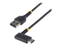 StarTech.com 1ft (30cm) USB A to C Charging Cable Right Angle, Heavy Duty Fast Charge USB-C Cable, USB 2.0 A to Type-C, Durable and Rugged Aramid Fiber, 3A, S20/iPad/Pixel - High Quality USB Charging Cord (R2ACR-30C-USB-CABLE) USB Type-C kabel 30cm Sort