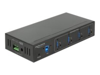 Delock External Industry Hub 4 x USB 3.0 Type-A with 15 kV ESD protection Sort