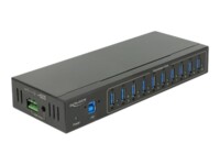 Delock External Industry Hub 10 x USB 3.0 Type-A with 20 kV ESD protection Sort