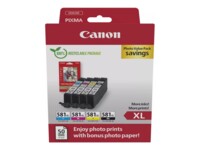 Canon CLI 581XL C/M/Y/BK Photo Value Pack Sort Gul Cyan Magenta Blækbeholder / papirsæt