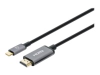 Manhattan USB-C to HDMI Cable, 4K@30Hz, 2m, Black, Male to Male, Three Year Warranty, Polybag Videoadapterkabel 2m Sort