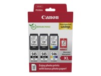 Canon PG 545 XL/CL-546XL Photo Value Pack Sort Farve (cyan, magenta, gul) Blækpatron/papirsæt