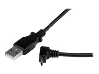StarTech.com 2m Micro USB Cable Cord - A to Up Angle Micro B - Up Angled Micro USB Cable - 1x USB A (M), 1x USB Micro B (M) - Black (USBAUB2MU) USB-kabel 2m Sort