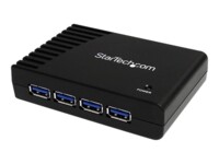 StarTech.com 4-Port USB 3.0 SuperSpeed Hub with Power Adapter - Portable Multiport USB-A Dock IT Pro - USB Port Expansion Hub for PC/Mac (ST4300USB3) Sort