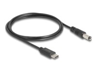 DeLOCK 24 pin USB-C (male) - Strøm DC jackstik 5,5 mm (ID: 2,1 mm) (male) Sort 1m Strømkabel