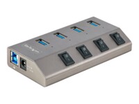 StarTech.com 4-Port Self-Powered USB-C Hub Individual On/Off es, USB 3.0 5Gbps Expansion Hub w/Power Supply, Desktop/Laptop USB-C to USB-A Hub, 4x BC 1.2 (1.5A), USB Type C Hub - USB-C/A Host Cables (5G4AIBS-USB-HUB-EU) Hub 4 porte USB