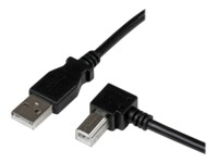 StarTech.com 3m USB 2.0 A to Right Angle B Cable Cord - 3 m USB Printer Cable - Right Angle USB B Cable - 1x USB A (M), 1x USB B (M) (USBAB3MR) USB-kabel 3m Sort