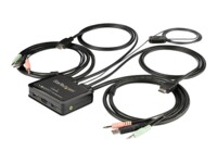 StarTech.com 2 Port HDMI KVM - 4K 60Hz - Compact UHD HDMI USB KVM 4ft Cables & Audio - Bus Powered & Remote ing (SV211HDUA4K) KVM / audio-switch Desktop
