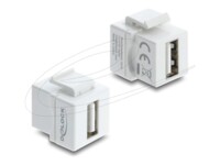 Delock Mini Keystone Module Coupler USB 2.0 Type-A female to USB 2.0 Type-A female white