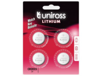 Uniross Lithium Button CR2025 3V, Pakke med 4 stk