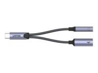 Unitek USB-C til hovedtelefon-jackstik/opladningsadapter 14cm Sort Grå