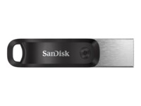 SanDisk iXpand Go 64GB USB 3.0 / Apple Lightning USB stick Sort Sølv