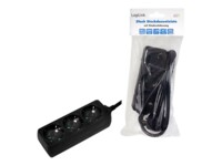 LogiLink Stikdåse 3-stik 16A Sort 1.5m