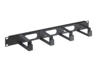 Intellinet 19' Cable Management Panel, 1U, 4 long plastic rings, Black Rack-kabel styrepanel Sort