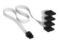CORSAIR 6-pin intern strøm (male) - 15 pin Serial ATA strøm (female) Hvid Strømkabel