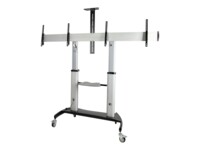 StarTech.com Dual TV Cart for 37-60in VESA TVs up to 110lb (50kg) each, Height Adjustable TV Mount, Mobile Display Cart w/ Webcam & Equipment Shelves, Lockable Casters, TV Cart on Wheels - Rolling TV Stand (STNDMTVDUO) Vogn med hjul 2 monitorer/kurvede mo