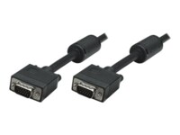 Manhattan VGA Monitor Cable (with Ferrite Cores), 1.8m, Black, Male to Male, HD15, Cable of higher SVGA Specification (fully compatible), Shielding with Ferrite Cores helps minimise EMI interference for improved video transmission, Lifetime Warranty, Poly