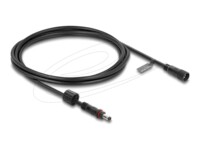 Delock DC Extension Cable 5.5 x 2.1 mm male to female with screw cap M12 x 1.75 mm thread waterproof 18 AWG 1 m black