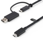StarTech.com 3ft (1m) USB C Cable w/ USB-A Adapter Dongle, Hybrid 2-in-1 USB C Cable w/ USB-A | USB-C to USB-C (10Gbps/100W PD), USB-A to USB-C (5Gbps), USB-A Host to USB-C DisplayLink Dock - Ideal for Hybrid Dock (USBCCADP) USB Type-C kabel 1m Sort