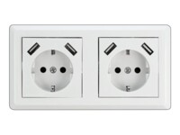 Delock 2-Way Wall Socket with 4 x USB Type-A Charging Port 2 x 2.8 A