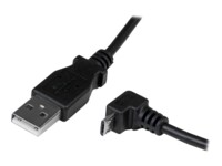 StarTech.com 2m Micro USB Cable Cord - A to Down Angle Micro B - Down Angled Micro USB Cable - 1x USB A (M), 1x USB Micro B (M) - Black (USBAUB2MD) USB-kabel 2m Sort