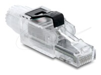Delock RJ45 plug field assembly Cat.6A unshielded transparent / black