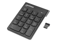 Manhattan Numeric Keypad, Wireless, USB, Windows or Mac, 18 full size keys, Black Tastatur Membran Trådløs
