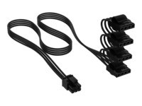 CORSAIR 6-pin intern strøm (male) - Strøm 4-pin stikforbindelse (male) Sort Strømkabel