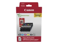 Canon PGI 530/CLI-531 PGBK/C/M/Y/BK/GY Photo Value Pack Grå Sort Gul Cyan Magenta Pigmenteret sort Blækpatron/papirsæt