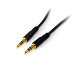 StarTech.com 15 ft. (4.6 m) 3.5mm Audio Cable - 3.5mm Slim Audio Cable - Gold Plated Connectors - Male/Male - Aux Cable (MU15MMS) Audiokabel 4.6m Sort