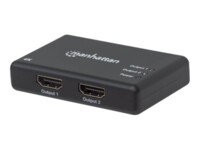 Manhattan 4K 2-Port HDMI Splitter, 4K@30Hz, AC Powered, Boxed, Black (Euro 2-pin plug) Video-/audiosplitter HDMI