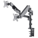 Manhattan TV & Monitor Mount, Desk, Full Motion (Gas Spring), 2 screens, Screen Sizes: 10-27', Black, Clamp or Grommet Assembly, Dual Screen, VESA 75x75 to 100x100mm, Max 8kg (each), Lifetime Warranty Monteringssæt 2 LCD displays 17'-32'
