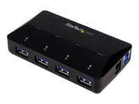 StarTech.com 4-Port USB 3.0 Hub plus Dedicated Charging Port - 1 x 2.4A Port - Desktop USB Hub and Fast-Charging Station (ST53004U1C) Sort