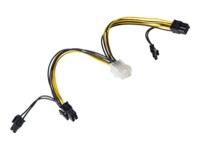 Akyga 6 pin PCI Express-strøm (male) - 8 pin PCI Express-strøm med aftagelig 2 pin sektion (female) Sort Gul 15cm Strømforsyningsadapter