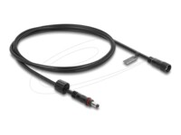 Delock DC Extension Cable 5.5 x 2.5 mm male to female with screw cap M12 x 1.75 mm thread waterproof 18 AWG 0.5 m black