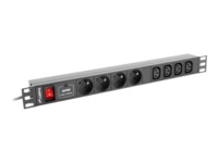 Lanberg PDU-04E04I-0200-IEC-BK Strømfordelingsenhed 8-stik 10A Sort 2m