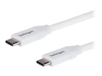 StarTech.com USB C to USB C Cable - 6 ft / 2m - 5A PD - M/M - White - USB 2.0 - USB-IF Certified - USB Type C Cable - USB C Charging Cable (USB2C5C2MW) USB Type-C kabel 2m Hvid