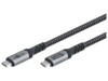 USB-C™ Cable with Textile Sheath, USB4™, 240 W, 40 Gbit/s, Power Delivery, 1.8 m, 1.8 m, black, grey