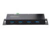 StarTech.com 4-Port Industrial USB 3.0 5Gbps Hub, Rugged USB Hub w/15kV Air/8kV Contact ESD and Surge Protection, DIN/Wall/Desk Mountable USB-A Hub, USB Expansion Hub with Locking Ports - Metal Construction (5G4AINDNP-USB-A-HUB) Sort