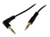 StarTech.com 1 ft. (0.3 m) Right Angle 3.5 mm Audio Cable - 3.5mm Slim Audio Cable - Right Angle - Male/Male - Aux Cable (MU1MMSRA) Audiokabel 30cm Sort