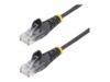 StarTech.com 2 m CAT6 Cable - Slim CAT6 Patch Cord - Black - Snagless RJ45 Connectors - Cable - 28 AWG (N6PAT200CMBKS) CAT 6 2m Patchkabel Sort