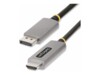 StarTech.com 6ft (2m) DisplayPort to HDMI Adapter Cable, 8K 60Hz, 4K 144Hz, HDR10, DP 1.4 to HDMI 2.1 Active Video Converter, DisplayPort Desktop to HDMI Monitor, M/M - DisplayPort to HDMI Cord (133DISPLAYPORTHDMI21) Videoadapterkabel 2m Grå