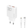 Dudao A30EU GaN adapter 30W with USB-C to Lightnin