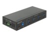 Delock External Industry Hub 4 x USB 3.0 Type-A with 15 kV ESD protection Sort
