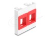 Delock Easy 45 Module with two Keystone Holders 45 x 45 mm, white / red