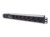 Intellinet 19' 1.5U Rackmount 7-Way Power Strip - German Type', With Surge Protection, 3m Power Cord (Euro 2-pin plug) Stikdåse 7-stik 16A Sort 3m